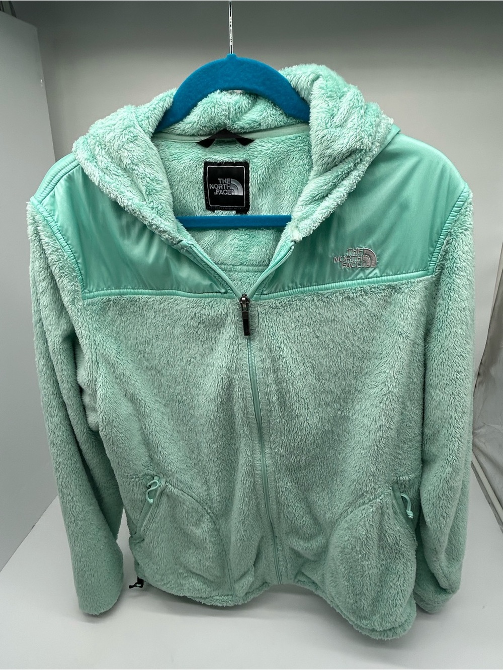 The North Face Women’s Mint Green Plush Fleece Hoodie Jacket XL